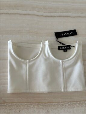 White Structured Crop Corset Add on